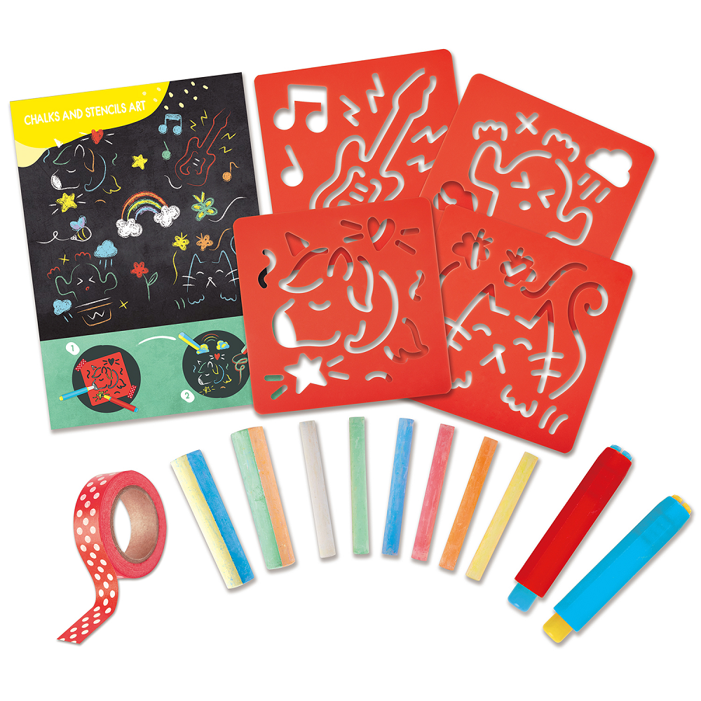 HAPE Развивающий детский игровой набор для рисования мелками по трафаретам E1068_HP