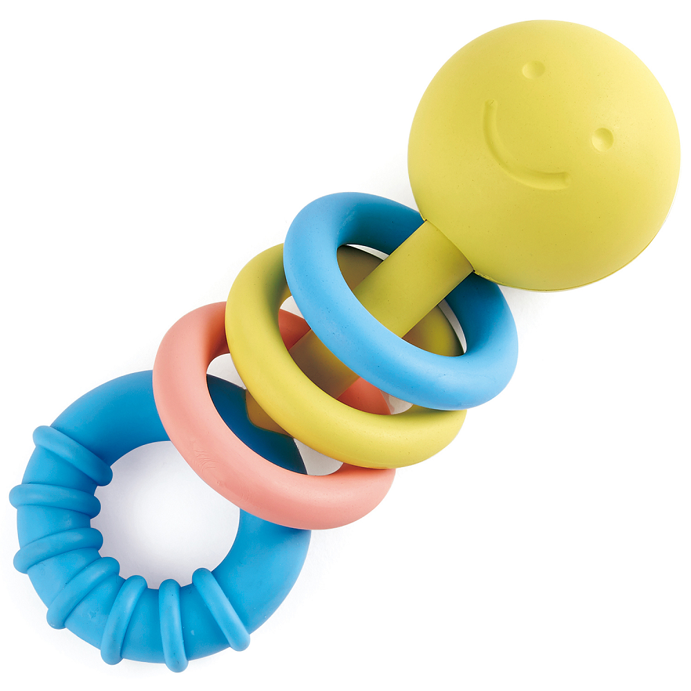 HAPE Игрушка для малышей прорезыватель - погремушка "Улыбка" (с цветными кольцами)E0024_HP
