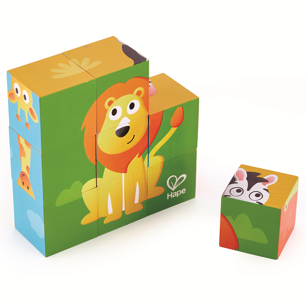HAPE Детские деревянные кубики головоломка Джунгли E1619_HP