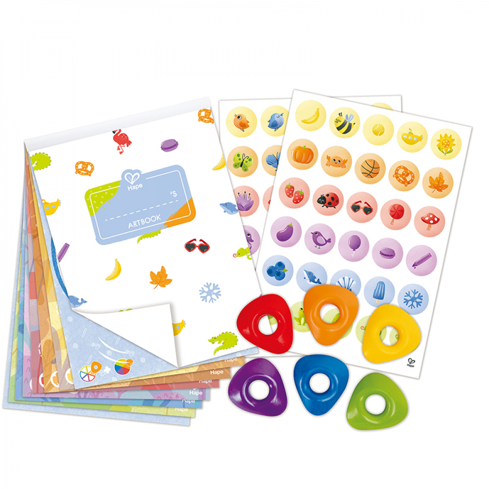 HAPE Раскраска с восковыми мелками "Малыш Умняша", 6 цветов E2004_HP