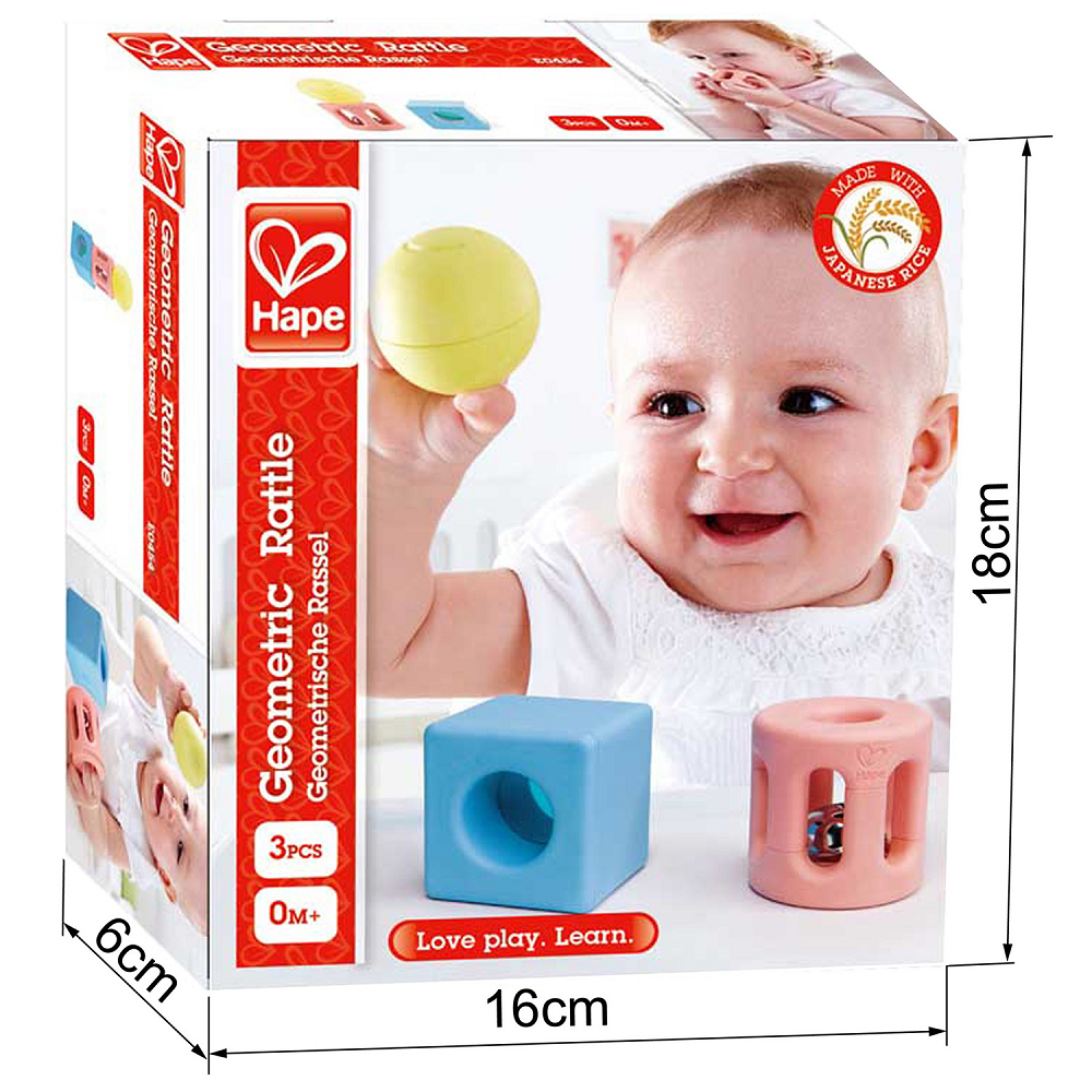 HAPE Игрушка для малышей конструктор - погремушка "Улыбка" 3 предмета E0454_HP