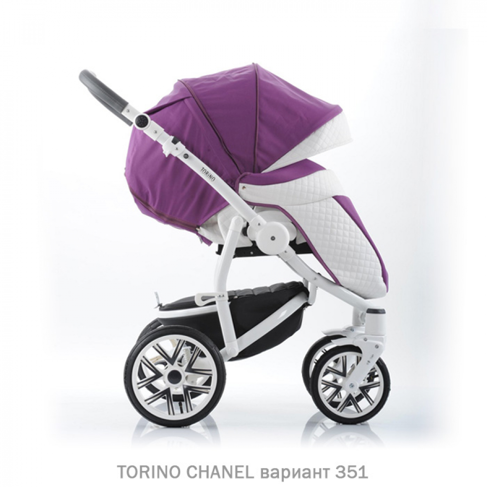 Детская коляска 2 в 1 TORINO CHANEL «зима — лето». Цвет 351 (фиолетовый с белым)