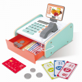 HAPE Игрушка детская деревянная касса с бумажными деньгами, монетами, пластиковой картой и сканером товаров E3200_HP